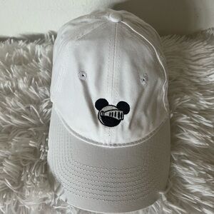 White Dad Hat with Black Embroidered Mouse Logo NWOT